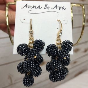 Anna & Ava blue gold beaded ball drop